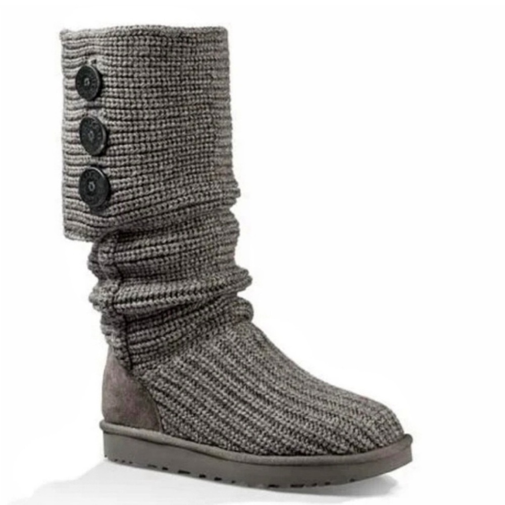 UGG Classic Cardy Gray Knit Button Boots